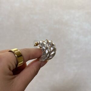 Vintage Two-Toned Textured Hoop Earrings